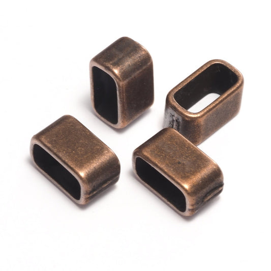 Leather, ribbon ,cord ,slider ,copper tone 14x8mm alloy spacer hole 11.5x5.5mm bab 1283