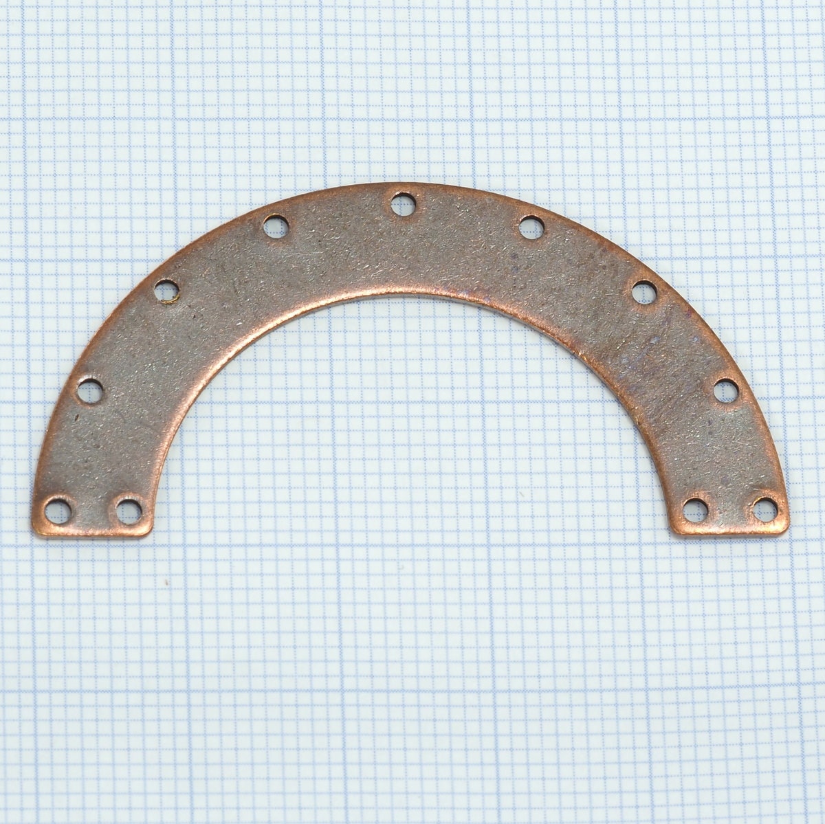 Ushape semi circle 50x25x0.8mm silver plated brass SCS 1573M11 11 holes