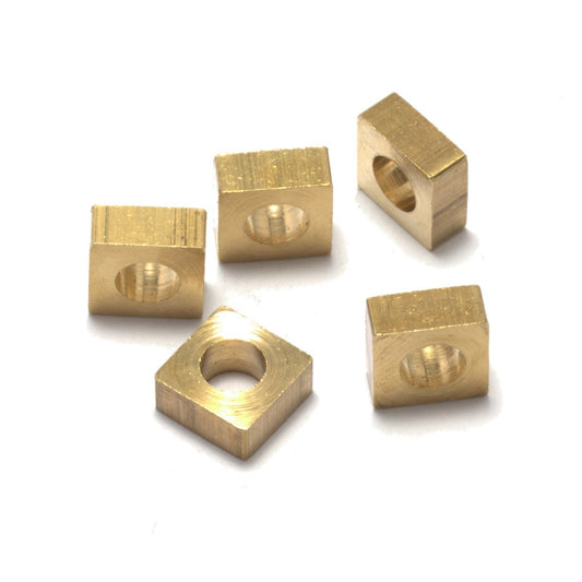 Raw brass square bead 8x8x3.5mm 4,5mm hole 347R
