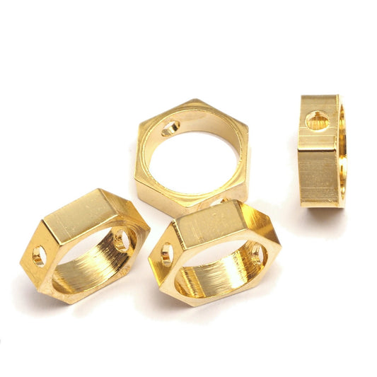 Gold plated brass bead frame hexagonal 10x3.5mm 1860