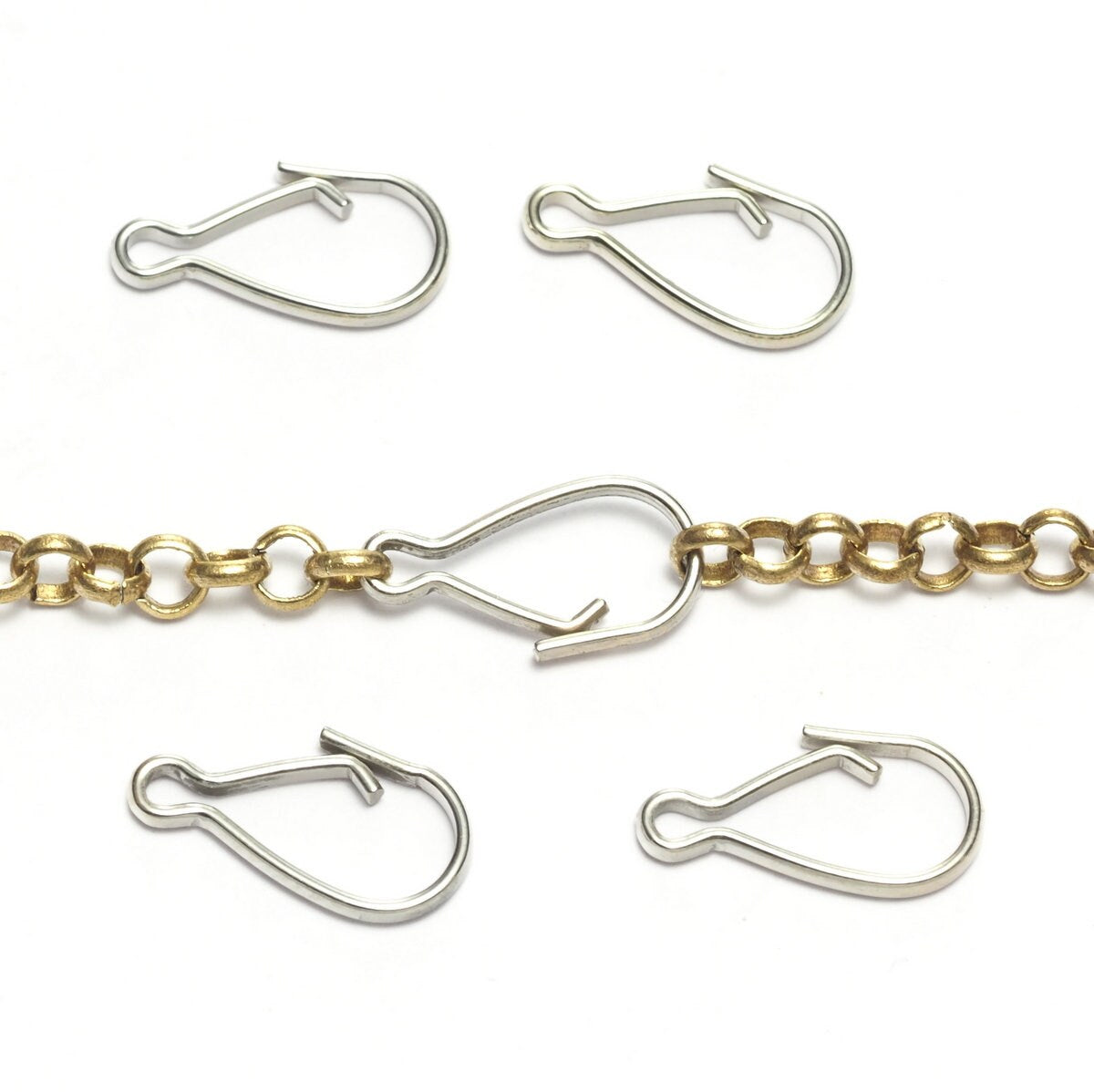Silver tone brass wire brass lock clasp, 1371