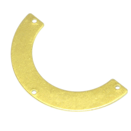 Ushape semi circle 50x25x0.8mm raw brass SCS 1573M3 3 holes