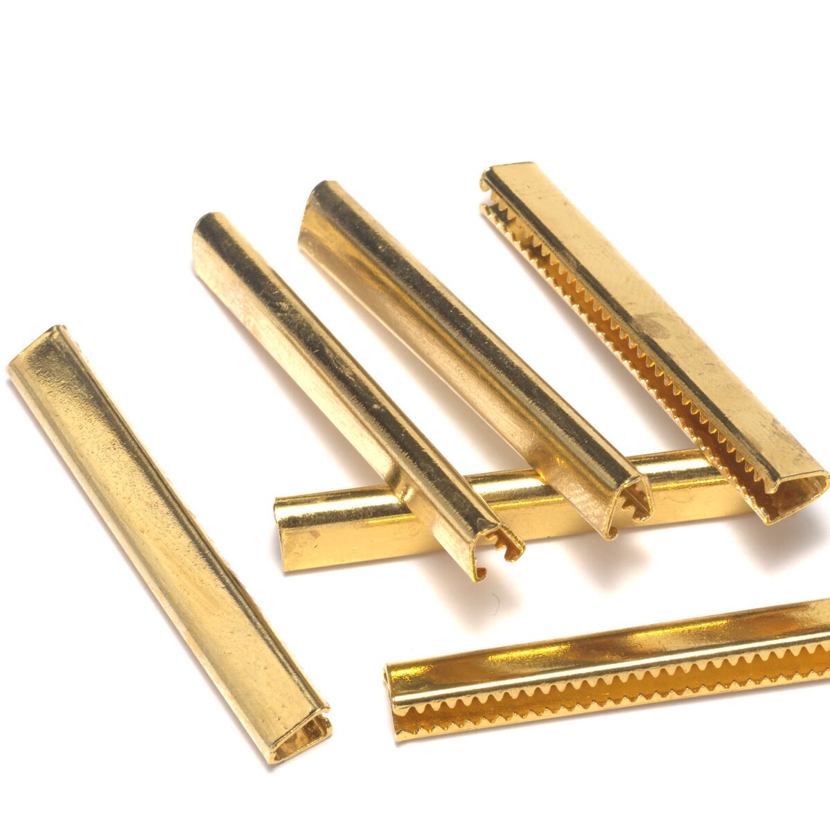 Gold plated Ribbon Cord Clamps Clasp clasp Tips Crimp End Caps Ribbon Crimps Ends Jewelry Findings, 6x40mm 1791