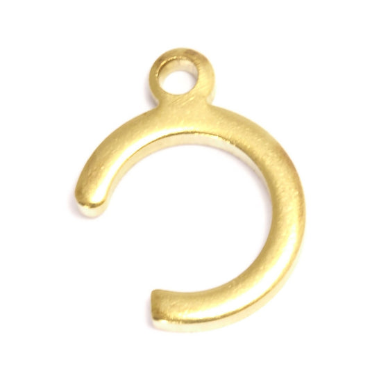 C shape pendant raw brass 12.5mm 1.5mm thickness 349