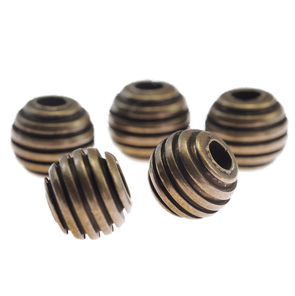 Faceted antique brass sphere 5mm (4.1mm side) (hole 2mm 12.5 gauge) charms, spacer bead 1569-5 bab2