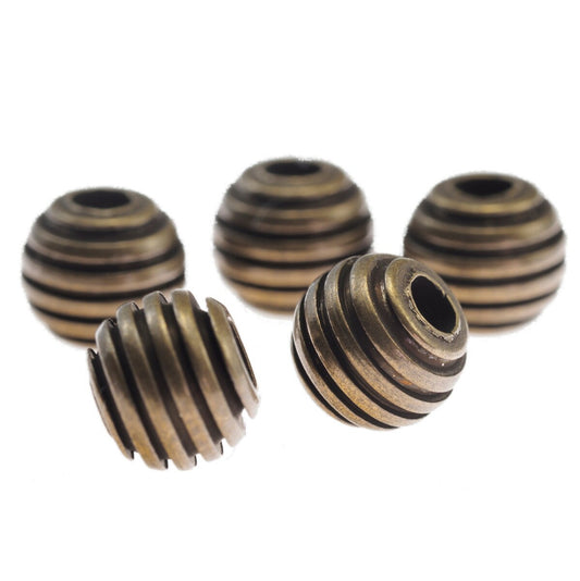 Faceted antique brass sphere 5mm (4.1mm side) (hole 2mm 12.5 gauge) charms, spacer bead 1569-5 bab2