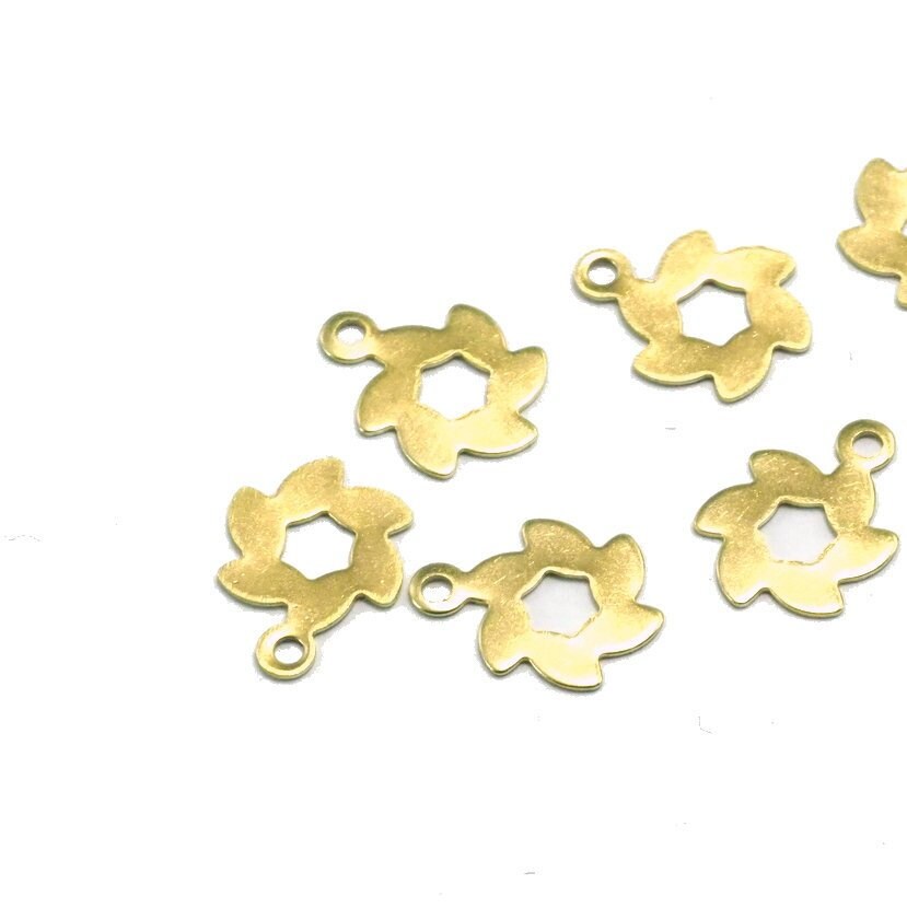 Flower Saw 12x9mm Raw brass charms findings 1971R-17