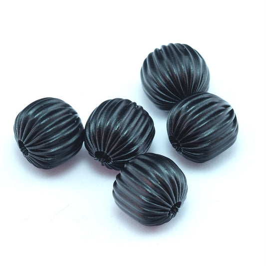 Black painted melon bead 9mm (hole 2.5mm) spacer bead bab2.5 OZ642