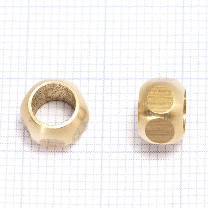 Raw brass hexagonal beads 8x5.5mm ( 5.5mm hole) bab5.5 719