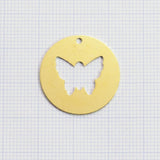 butterfly tag 23mm raw brass circle tag, thickness : 1mm 18 gauge , 1988R-240