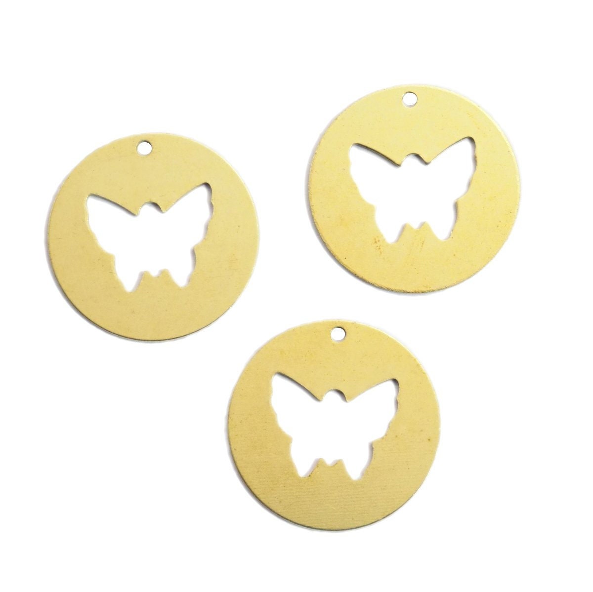 butterfly tag 23mm raw brass circle tag, thickness : 1mm 18 gauge , 1988R-240