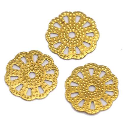 16mm raw brass filigree connector, 10 loops, 118R-50