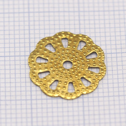 16mm raw brass filigree connector, 10 loops, 118R-50