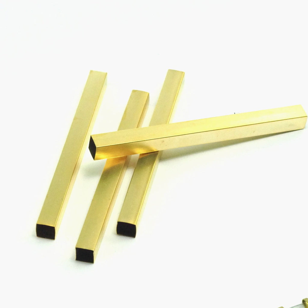 8x8mm 100mm length ( 7.5mm hole) gold plated brass square tube finding charm N100-500