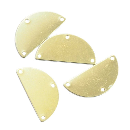 brass semi circle blanks half moon shape 3 hole 30x15x0.8mm raw pendant (1.63mm 14 gauge hole) SCS 2000-235