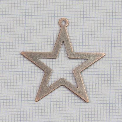 Copper plated brass star charms pendant with 1 loop 29x30mm thickness: 0.5mm 1 2013-80