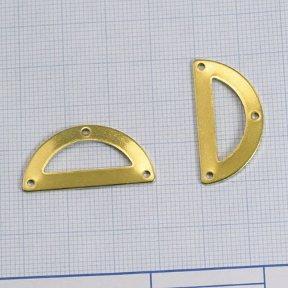 Raw brass semi circle 30x15mm 0.8mm thickness 3 hole blanks half moon shape pendant (1.63mm 14 gauge hole) SCS 2016-170