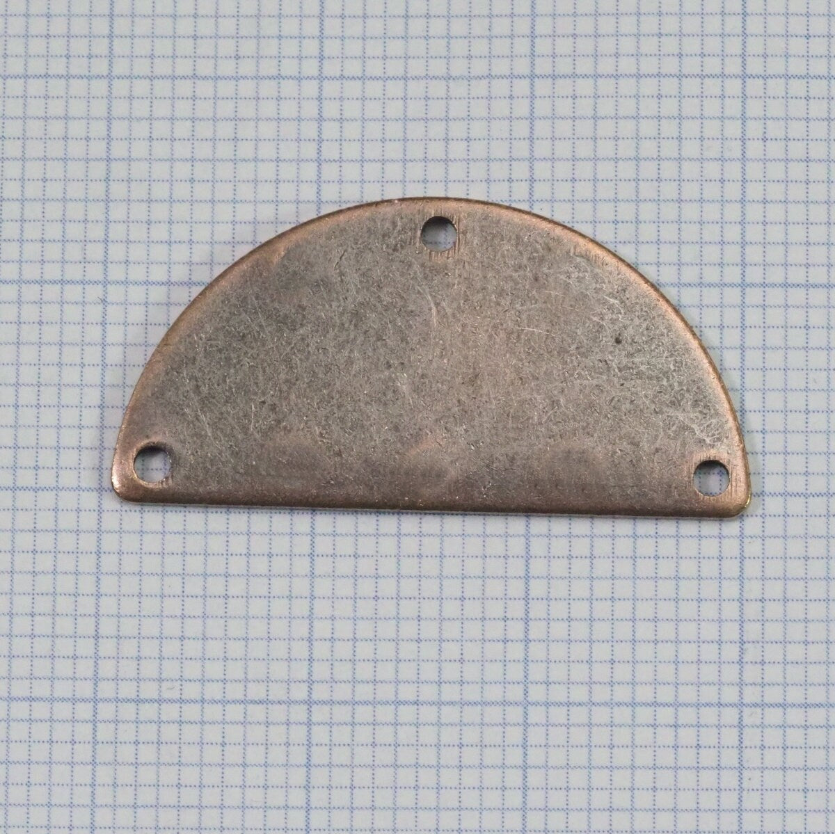 Semi Circle Blanks Copper Plated Brass Half Moon Shape 3 hole 30x15x0.8mm pendant (1.63mm 14 gauge hole) SCS 2000-235