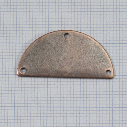 Semi Circle Blanks Copper Plated Brass Half Moon Shape 3 hole 30x15x0.8mm pendant (1.63mm 14 gauge hole) SCS 2000-235