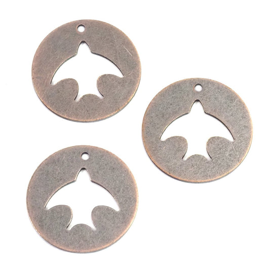 Bird Tag 1 hole 23mm raw brass circle , thickness : 1mm 18 gauge , 1993-245