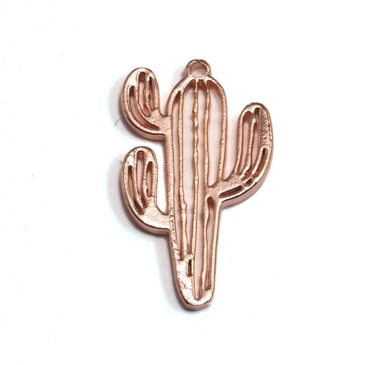 Rose gold plated brass Cactus with loop 25x15mm size 1.5mm thickness Shinny / necklage Earrings pendant 2026-150