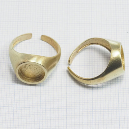 Signet Ring Adjustable ring size 7.5US Raw Brass with 10mm base setting 1613