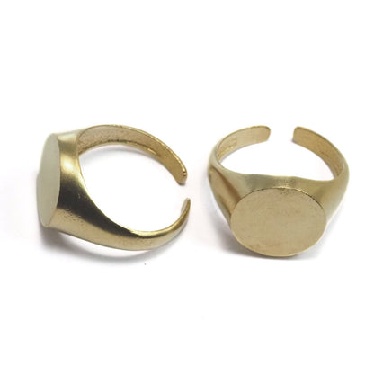 Ring Adjustable ring size 7.5US raw brass with 13mm base setting 1614