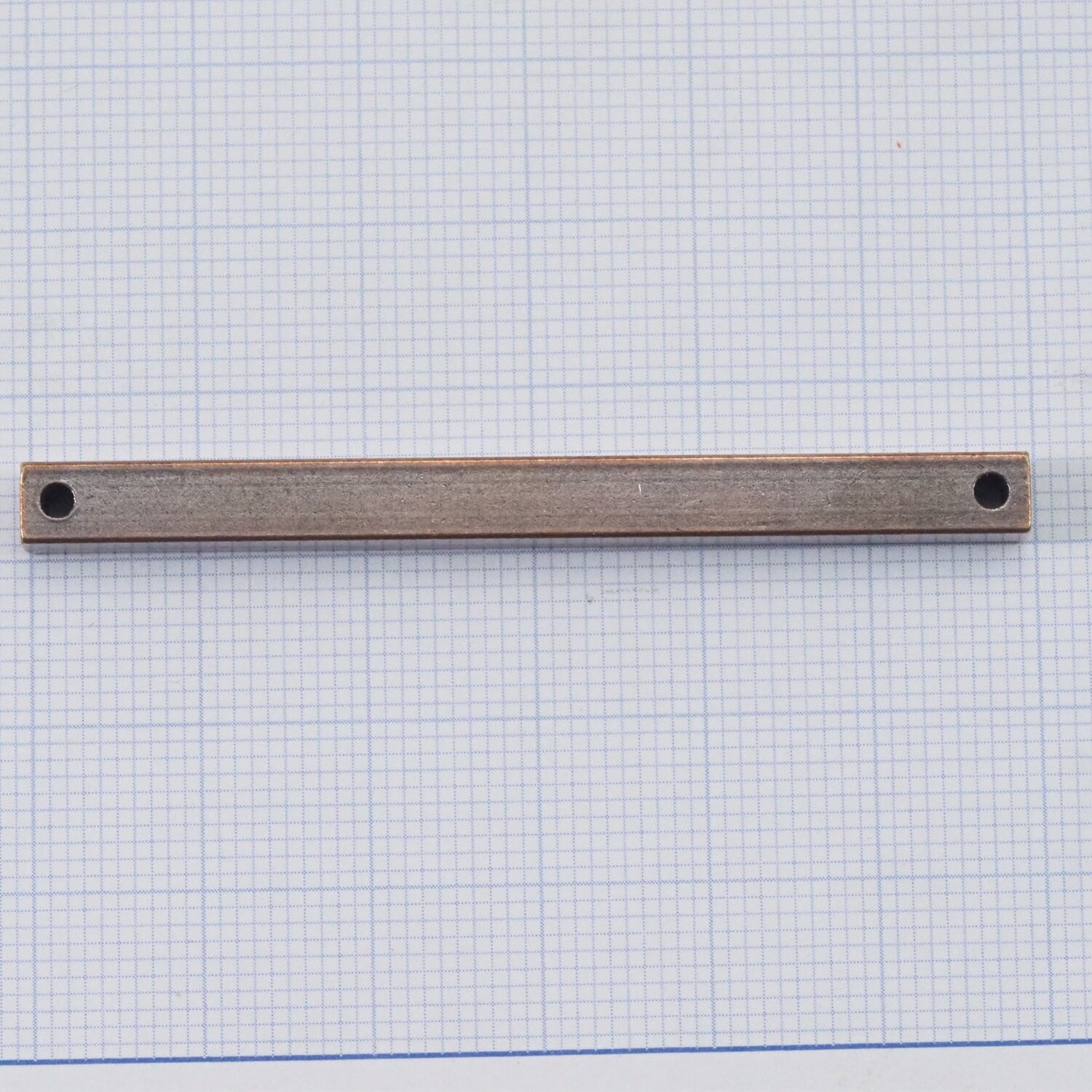 Copper plated brass connector 5x60mm 3/16"x2,36" square stamping bar finding square rod (2mm 5/64" 12 gauge hole ) sbl560-1094