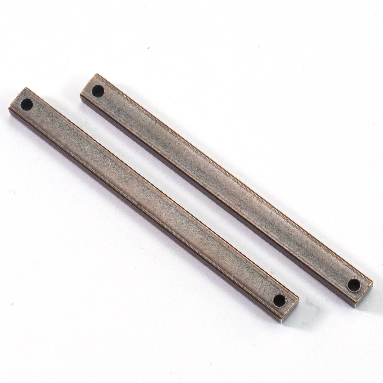 Copper plated brass connector 5x60mm 3/16"x2,36" square stamping bar finding square rod (2mm 5/64" 12 gauge hole ) sbl560-1094