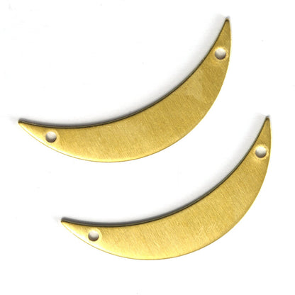 Crescent Moon two hole 35.5mm raw brass pendant Findings Charms 2059-135