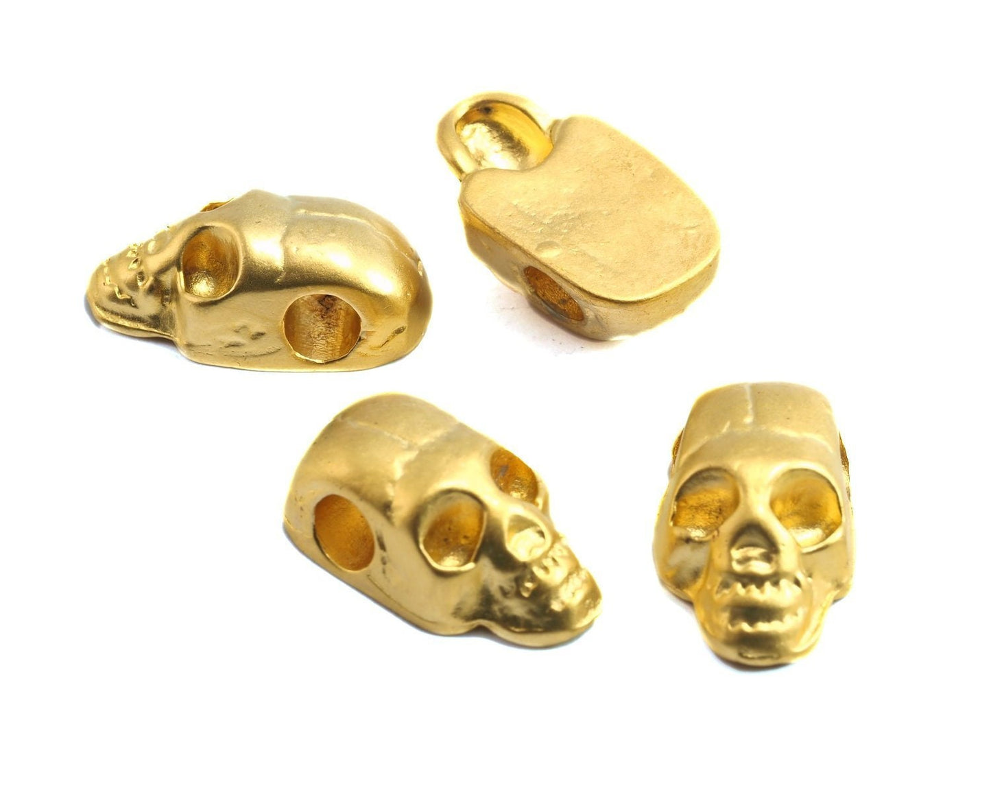 2 pcs gold plated Skull Pendant 20x11x7,5mm (hole 4mm) Skull Findings spacer bead bab4 2623-450