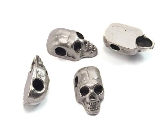 Antique Silver plated Skull Alloy Pendant 20x11x7,5mm (hole 4mm) Skull Findings spacer bead bab4 2623-450