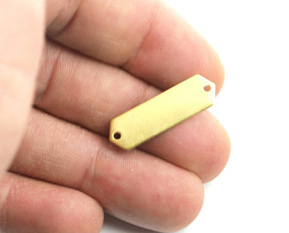 Elongated hexagon shape raw brass 26.5x8mm 0.8 Thickness stamping blank 2 hole tag connector pendant necklace 2076-135