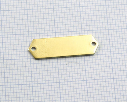 Elongated hexagon shape raw brass 26.5x8mm 0.8 Thickness stamping blank 2 hole tag connector pendant necklace 2076-135