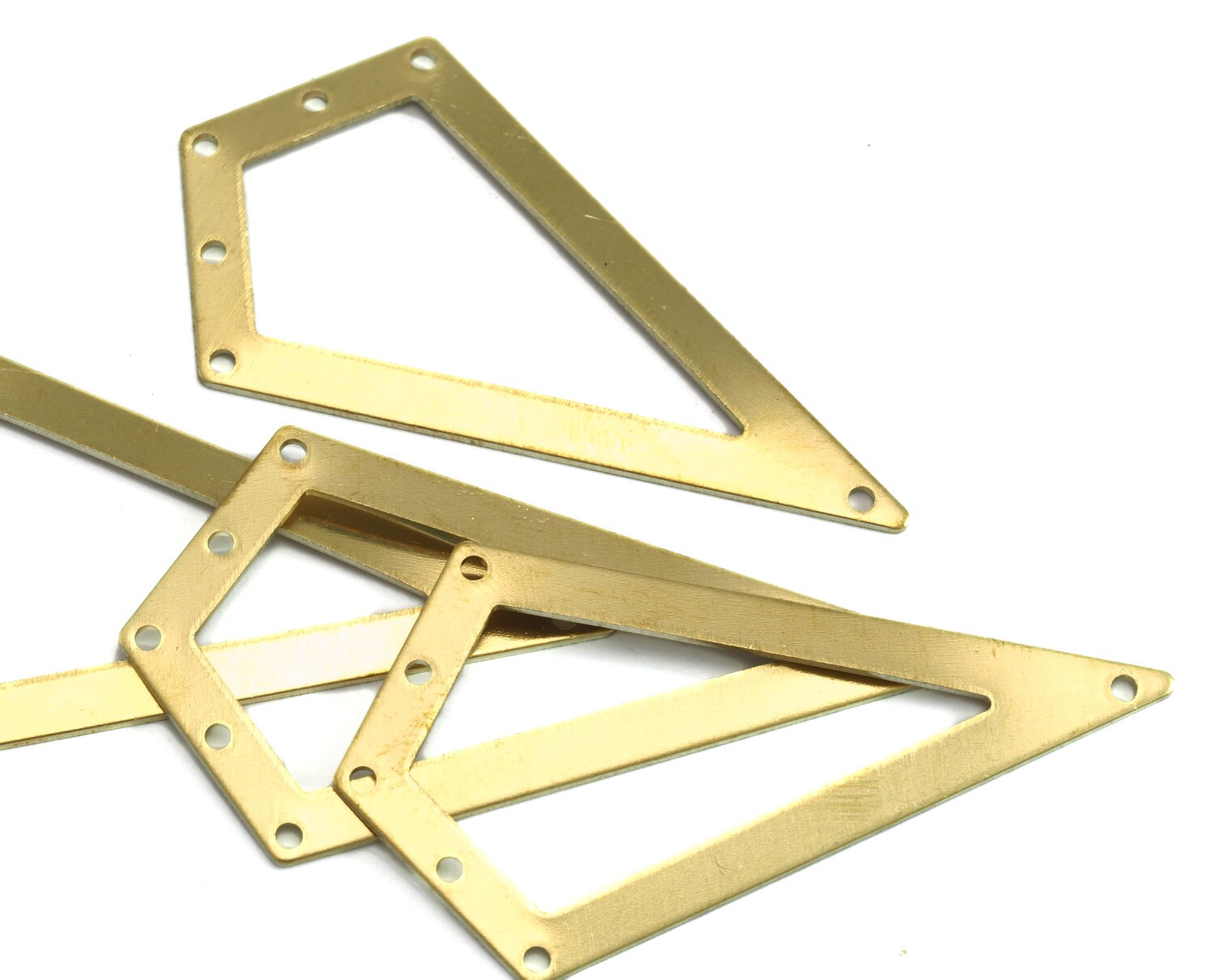 Kite shape quadrilateral raw brass 54x29mm 0.8 Thickness stamping blank 6 hole "thin frame" tag pendant necklace earring 2079-300