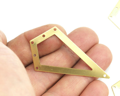 Kite shape quadrilateral raw brass 54x29mm 0.8 Thickness stamping blank 6 hole "thin frame" tag pendant necklace earring 2079-300