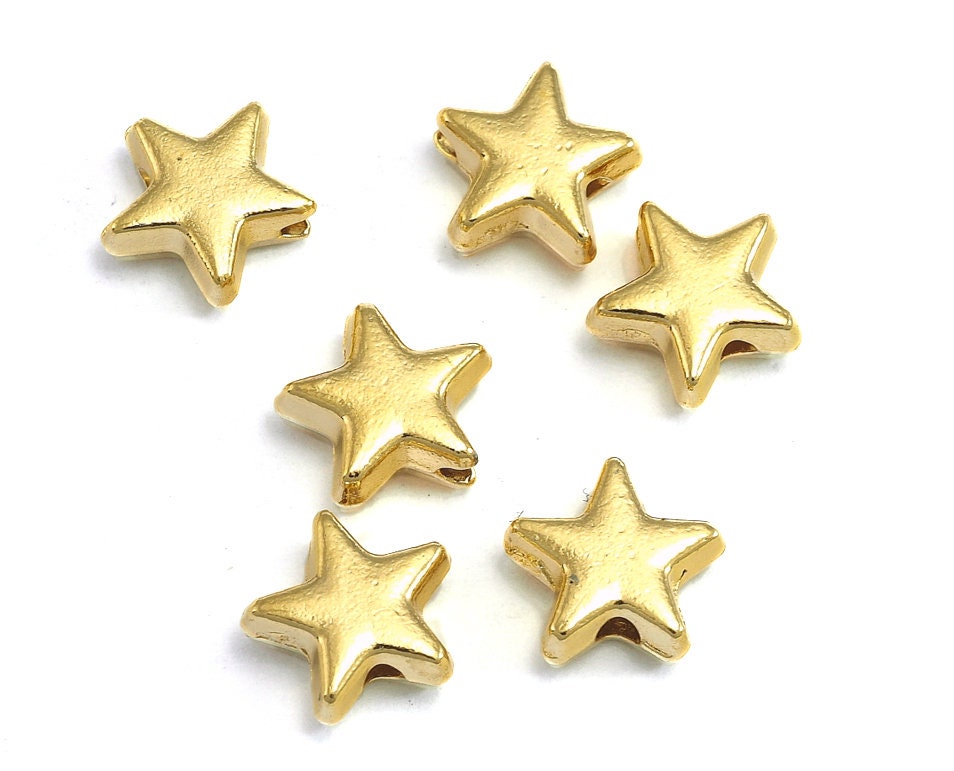 10 pcs 8mm gold plated alloy star 2 hole shape Pendant finding spacer bead bab754