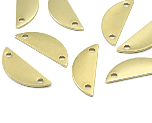 semi circle blanks half moon shape 2 hole 20x7x0.8mm raw brass pendant connector (1.63mm 14 gauge hole) SCS 2085-70