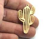 Gold plated brass Cactus with loop 38.5x22mm size 1.5mm thickness necklage Earrings pendant 2026-365