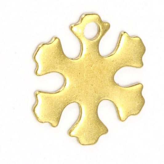 Raw brass snow flake 9mm pendant findings 268-30