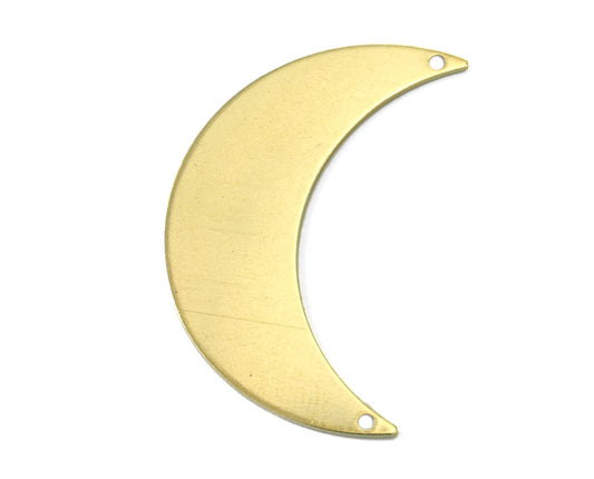 Crescent Moon 2 hole Connector tag 44mm (0.8mm thickness) (1.63mm hole)raw brass pendant Findings Charms 2097-410