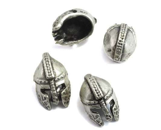 roman helmet silver plated 2 hole Pendant 12mm findings spacer bead bab2 882 N129