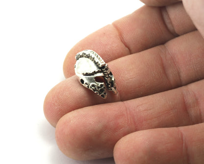 silver tone roman helmet 2 hole Pendant 12mm findings spacer bead bab882S N129