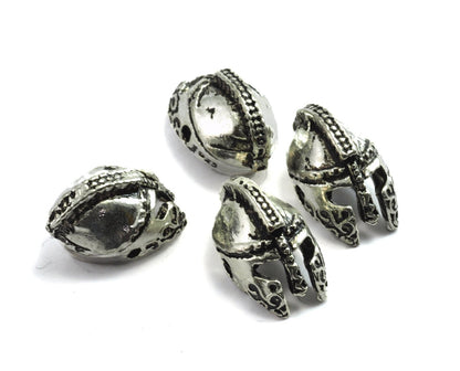 silver tone roman helmet 2 hole Pendant 12mm findings spacer bead bab882S N129