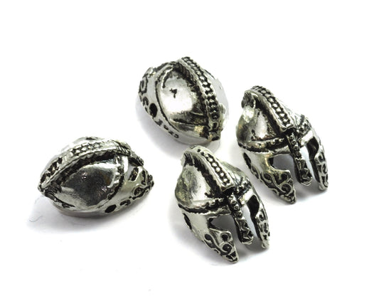 silver tone roman helmet 2 hole Pendant 12mm findings spacer bead bab882S N129