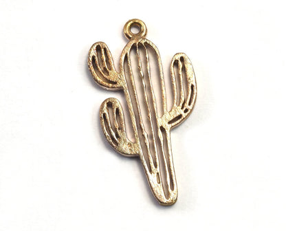 Raw brass Cactus with loop 25x15mm size 1.5mm thickness necklage Earrings pendant 2026-150