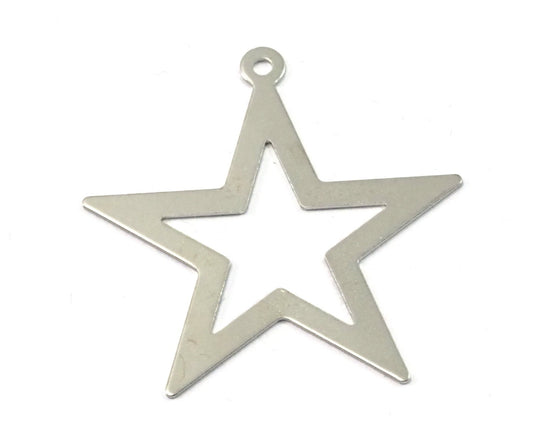 Nickel plated brass star charms pendant with 1 loop 29x30mm thickness: 0.5mm 1 2013-80