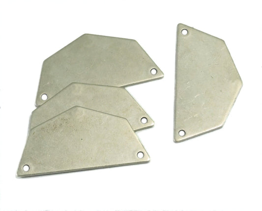 Semi octagonal 32x16mm 0.8mm Thickness 2 hole Antique silver plated brass stamping blanks 1983-250