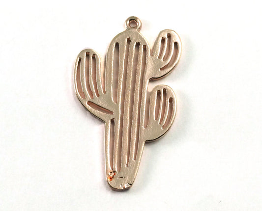 Rose gold plated brass Cactus with loop 38.5x22mm size 1.5mm thickness necklage Earrings pendant 2026-365