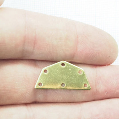Semi octagonal 25x12.5mm 0.8mm Thickness 6 hole Raw brass stamping blanks 1982R-150